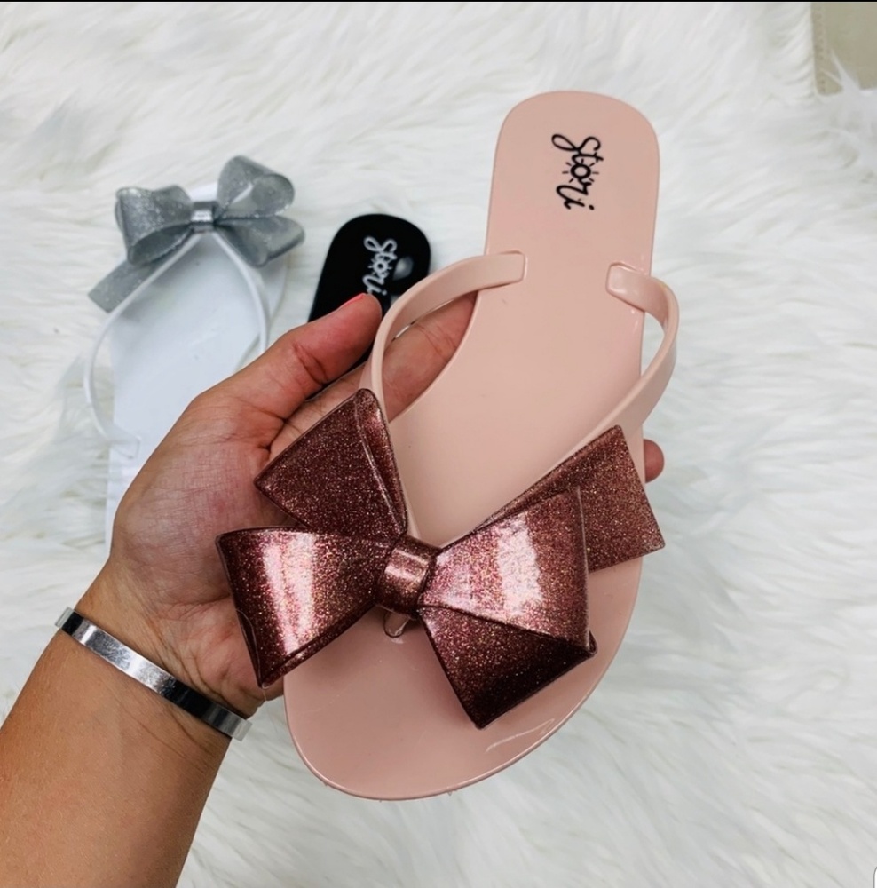 Glitter Bow Jelly Sandal
